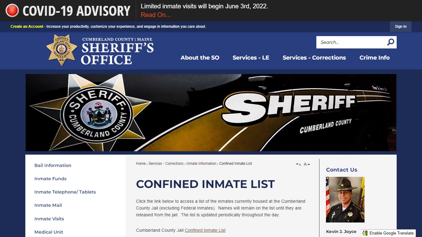 Confined Inmate List | Cumberland County Sheriff - CivicPlus