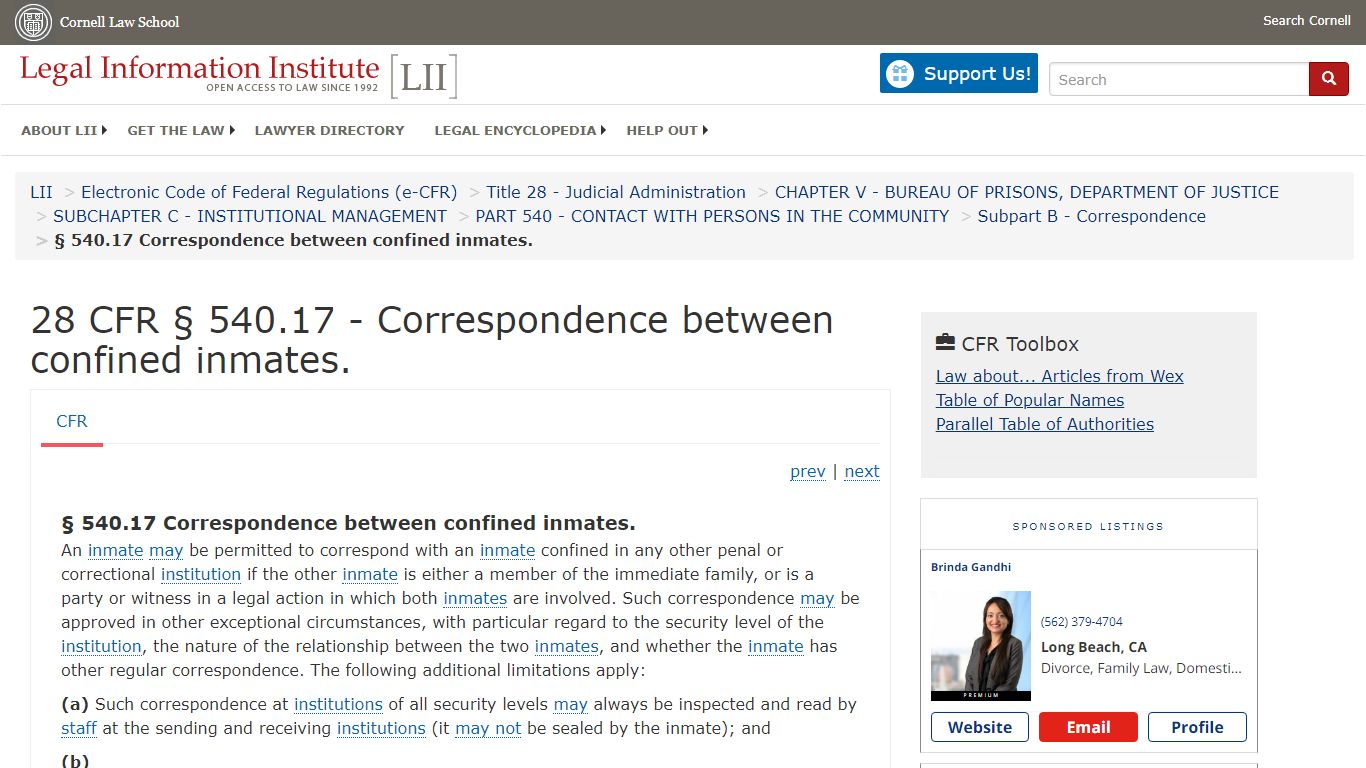 28 CFR § 540.17 - Correspondence between confined inmates.